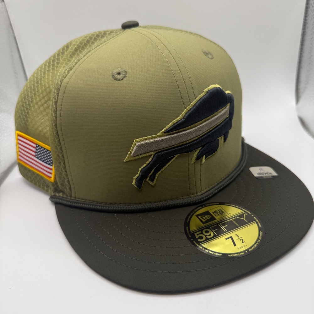 New Era 59FIFTY Buffalo Bills Salute to Service Fitted Hat 7 1/2 Olive Green